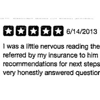 I was a little nervous reading these reviews but wow! What a nice man! He was very kind and patient. I was referred by my insurance to him to look into law tension. He spent time learning about my full history, gave me recommendations for next steps (none of which involved him getting any future business/money). He also then very honestly answered questions I had about skin improvements again very honestly without trying to encourage me to do procedures with him that I didn't need. All for just a $35 copay 