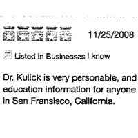 Dr. Kulick is very personable, and his site is full of very education information for anyone looking to have surgery in San Fransisco, California.